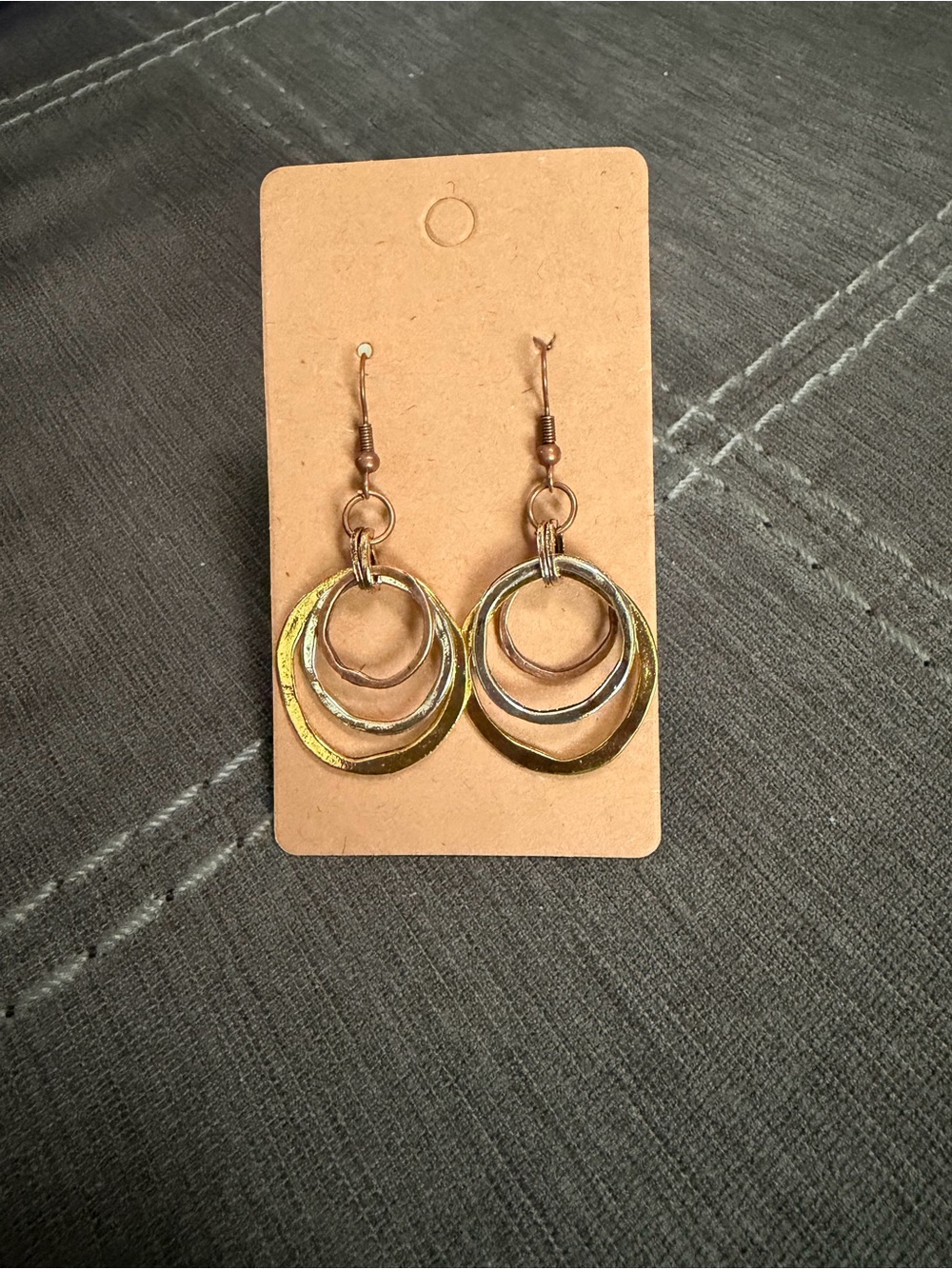 Multi-Ring Drop Earrings - Gold Tone